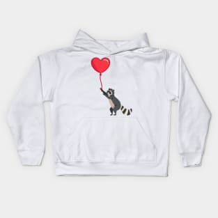 Love please come back, racoon with heart ballon design Kids Hoodie